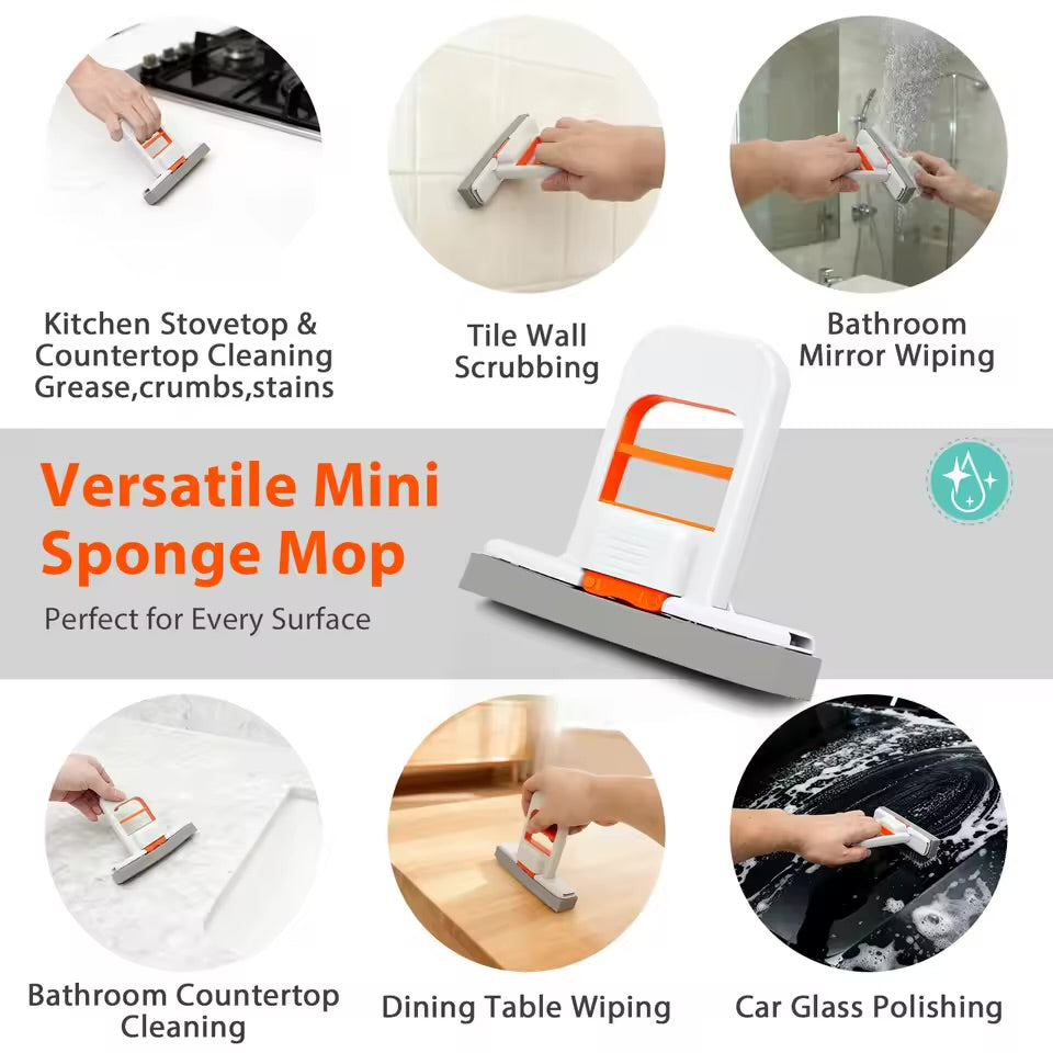 Multi-Functional Mini Mop | Retractable Wet/Dry Mop for Kitchen, Bathroom, Car | Durable Plastic | Compact & Home Cleaning Tool